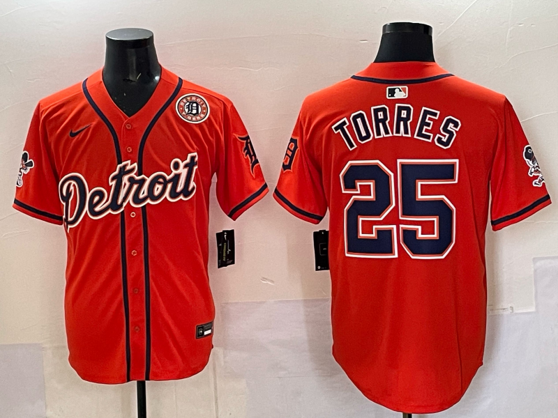 Men 2025 Detroit Tigers #25 Torres orange Game Nike MLB Jersey 02